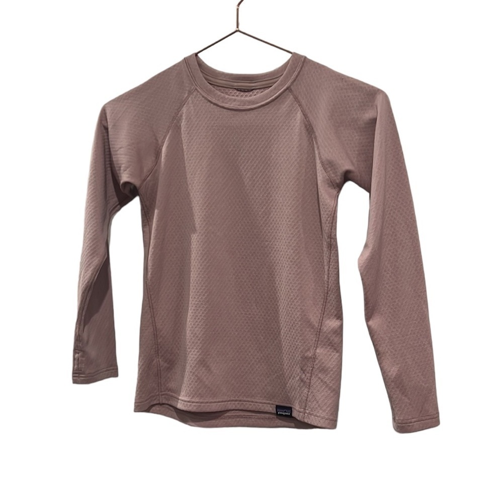 Girls Patagonia pink Capilene base layer long sleeve top. Size 7-